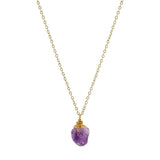 Raw Amethyst Gemstone Wire Wrapped Pendant Necklace