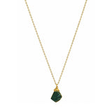 Raw Malachite Gemstone Wire Wrapped Pendant Necklace