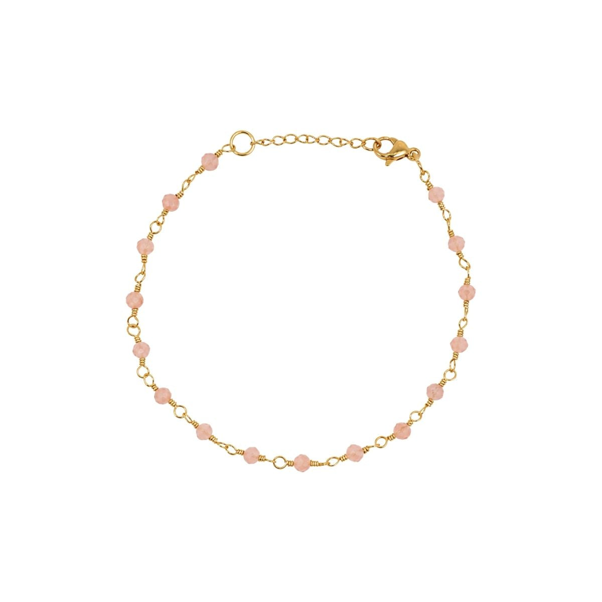 Rose Quartz Beaded Station Chain Bracelet