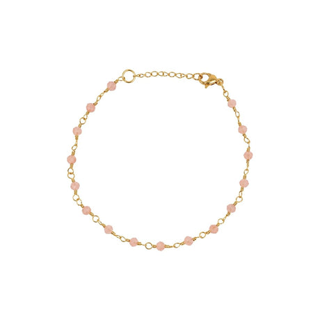 Rose Quartz Beaded Station Chain Bracelet