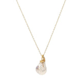 Baroque Pearl Wire Wrapped Pendant Long Necklace