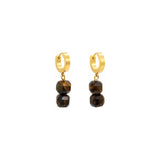 Tiger's Eye Square Gemstone Huggie Hoop Earrings