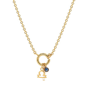 Libra Zodiac Sapphire Birthstone Charm Necklace