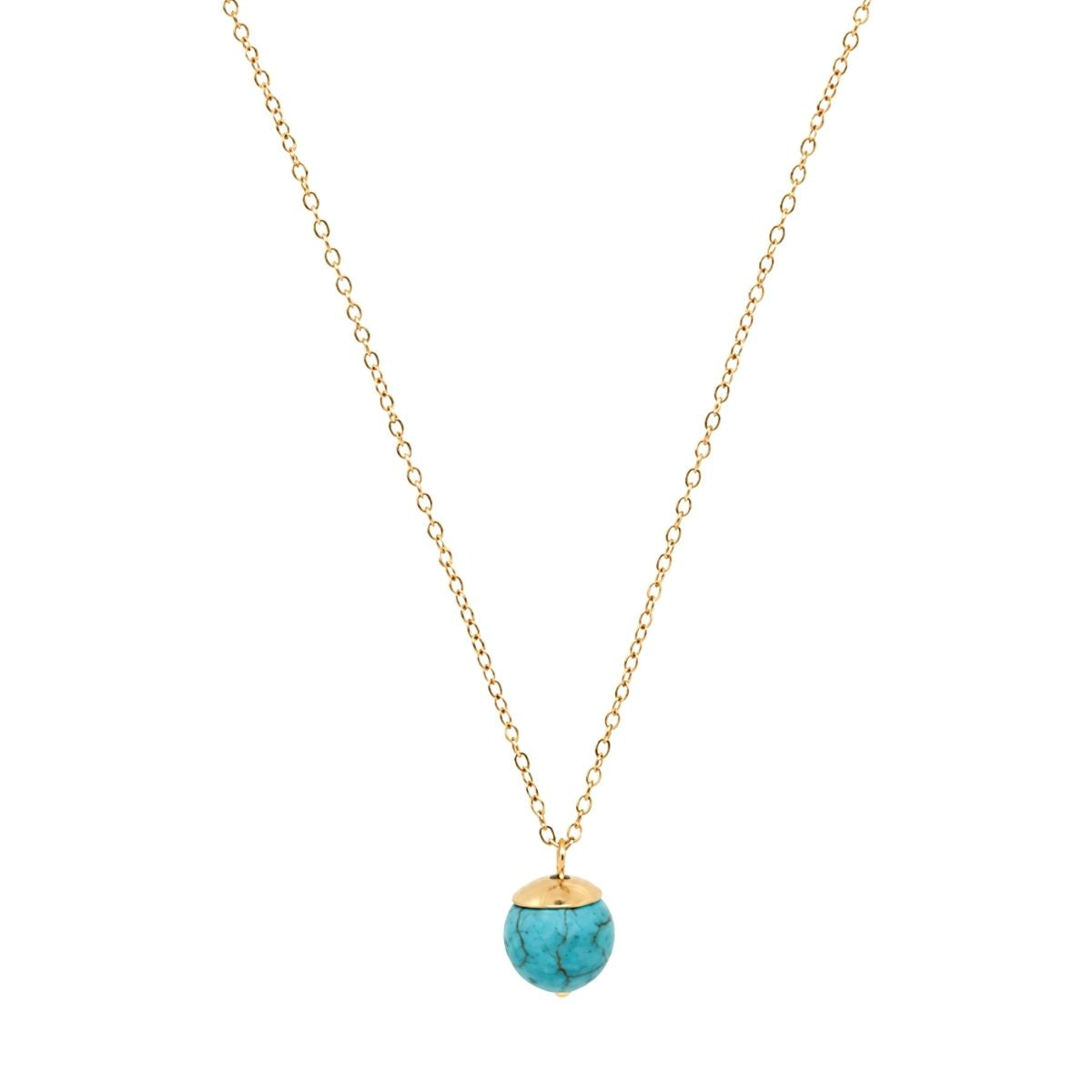 Turquoise Round Bead Gemstone Pendant Necklace