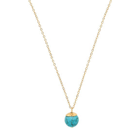 Turquoise Round Bead Gemstone Pendant Necklace