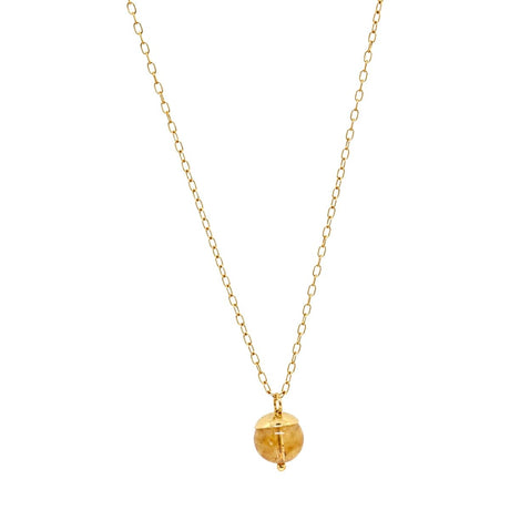 Citrine Round Bead Gemstone Pendant Necklace