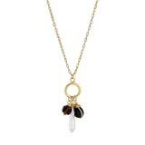 Black Onyx Pearl & Tiger's Eye Gemstone Charm Necklace