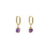 Amethyst Wire Wrapped Oval Huggie Hoop Earrings