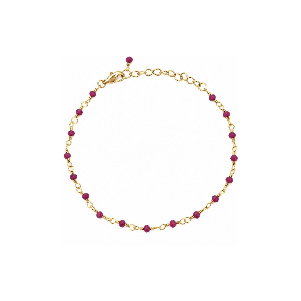 Ruby Beaded Station Chain Bracelet