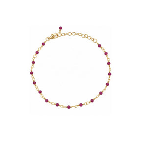 Ruby Beaded Station Chain Bracelet