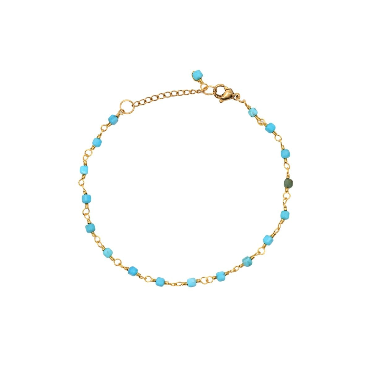 Turquoise Gemstone Beaded Station Chain Bracelet