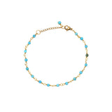Turquoise Gemstone Beaded Station Chain Bracelet