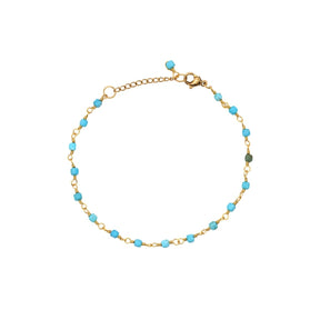 Turquoise Gemstone Beaded Station Chain Bracelet