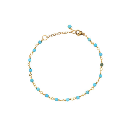Turquoise Gemstone Beaded Station Chain Bracelet