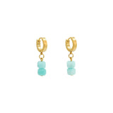 Amazonite Square Gemstone Huggie Hoop Earrings
