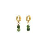 Green Tourmaline Square Gemstone Huggie Hoop Earrings
