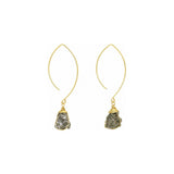 Raw Pyrite Gemstone Wire Wrapped Dangle Earrings