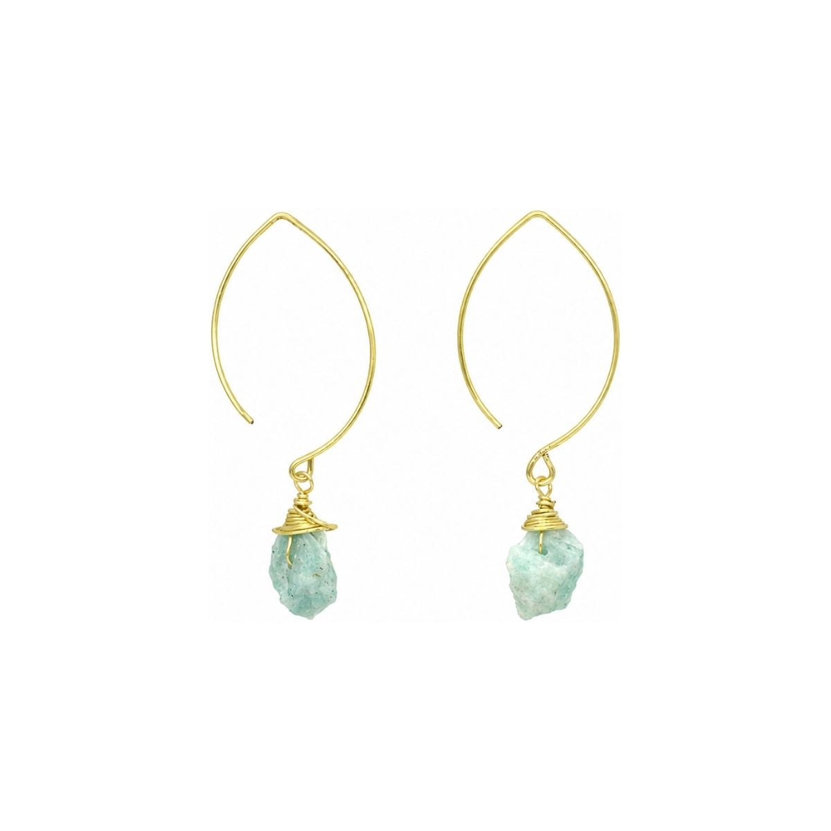 Raw Amazonite Gemstone Wire Wrapped Dangle Earrings