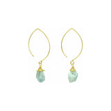 Raw Amazonite Gemstone Wire Wrapped Dangle Earrings