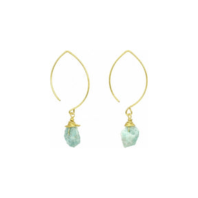 Raw Amazonite Gemstone Wire Wrapped Dangle Earrings