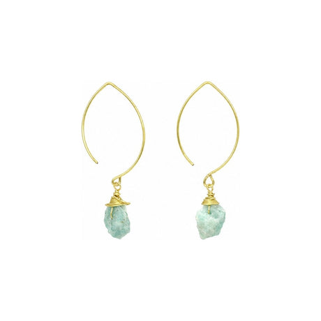 Raw Amazonite Gemstone Wire Wrapped Dangle Earrings