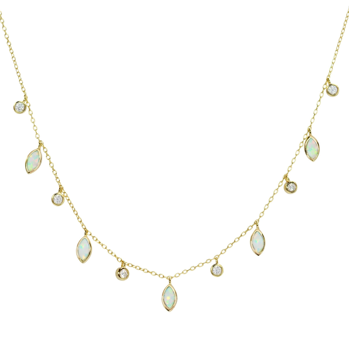White Opal Drops of Spring Necklace