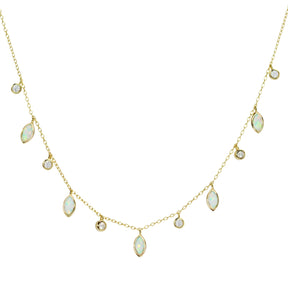 White Opal Drops of Spring Necklace