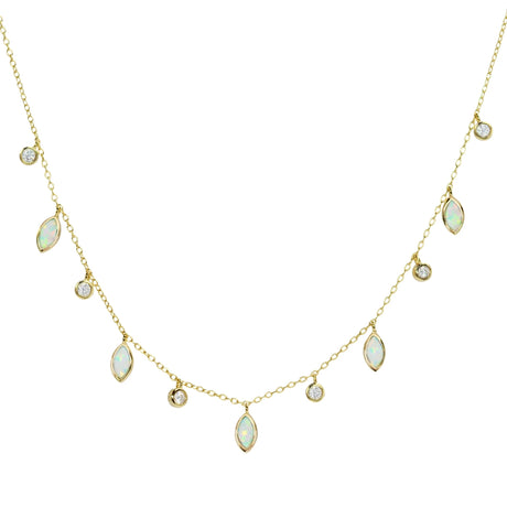 White Opal Drops of Spring Necklace