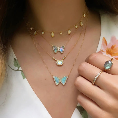 White Opal Drops of Spring Necklace