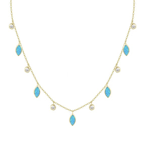Blue Green Opal Drops of Spring Necklace