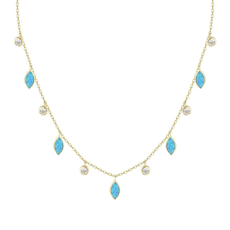 Blue Green Opal Drops of Spring Necklace