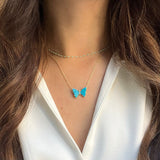 Black Opal Butterfly Necklace with Prongs