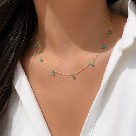 Blue Green Opal Dew Drops Reversible Necklace