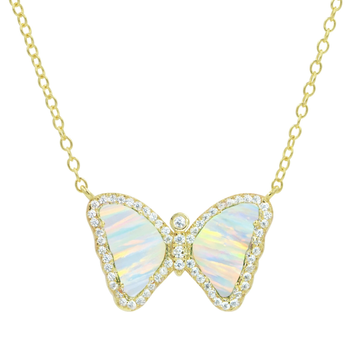 White Opal Mini Butterfly Necklace