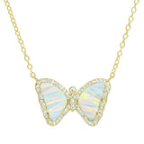 White Opal Mini Butterfly Necklace