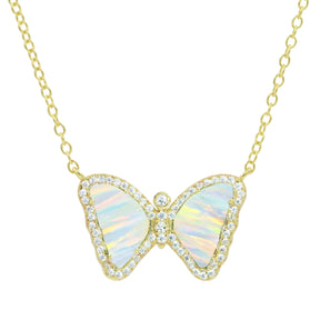 White Opal Mini Butterfly Necklace
