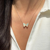 White Opal Mini Butterfly Necklace