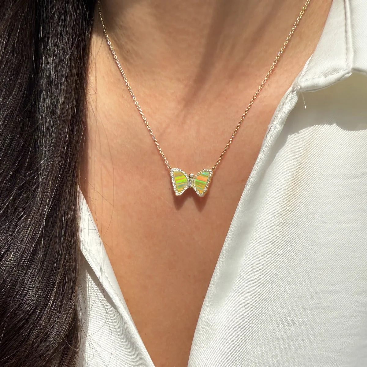 Yellow Opal Mini Butterfly Necklace