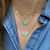Blue Green Opal Mini Butterfly Necklace
