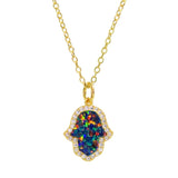 Black Opal Hamsa Necklace