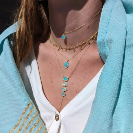 Blue Green Opal Hamsa Necklace