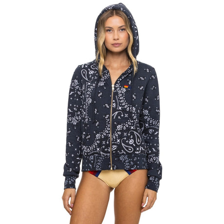 Aviator Nation Charcoal Bandana Zip Hoodie