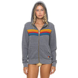 Aviator Nation Heather Grey 5 Stripe Zip Hoodie