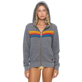 Aviator Nation Heather Grey 5 Stripe Zip Hoodie