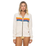 Aviator Nation Vintage White 5 Stripe Zip Hoodie