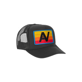 Aviator Nation Rainbow Logo Black Vintage Trucker