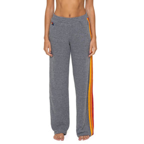 Aviator Nation Heather Grey 5 Stripe Wide Leg Sweatpants