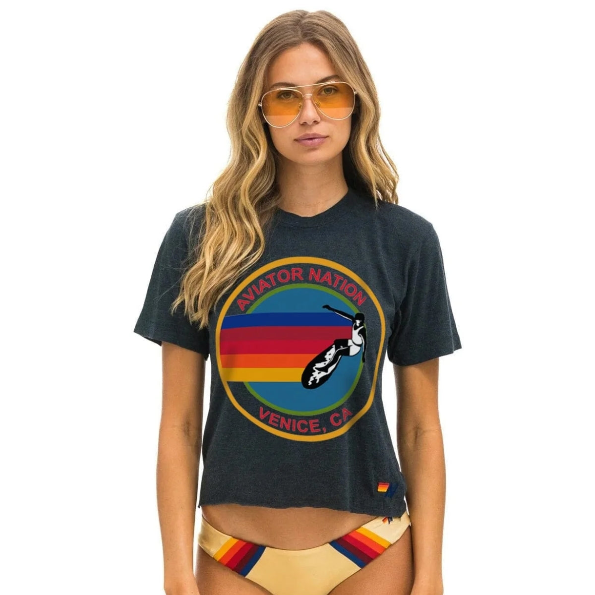 Aviator Nation Charcoal Signature Aviator Nation Boyfriend Tee