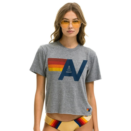 Aviator Nation Heather Grey AV Logo Boyfriend Tee