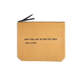 Sugarboo & Co Audrey Hepburn Quote Sunflower Color Canvas Zip Pouch